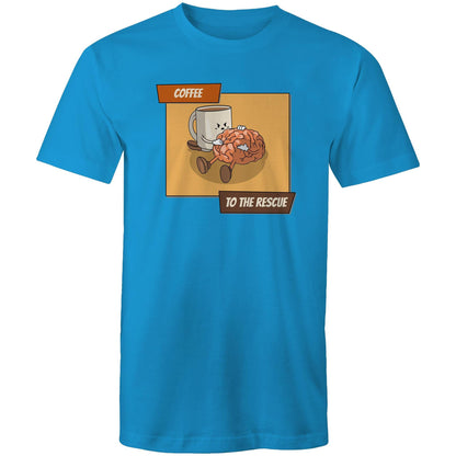 Coffee To The Rescue - Mens T-Shirt Arctic Blue Mens T-shirt Coffee