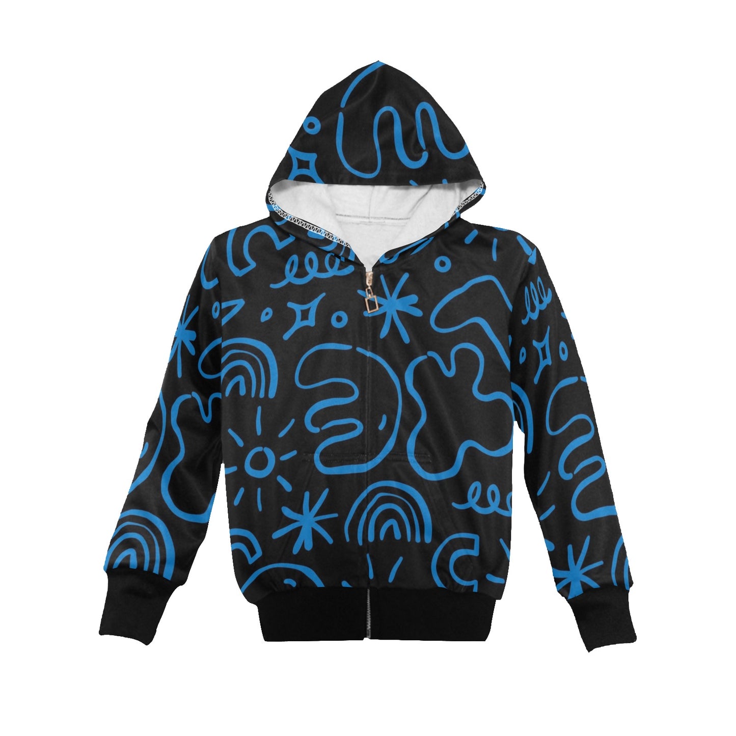 Blue Squiggle - Junior Girls Zip Up Hoodie