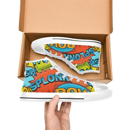 Comic Book 2 - Kids High Top Canvas Shoes