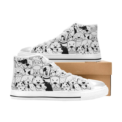 Black And White Dogs - Men's High Top Canvas Shoes