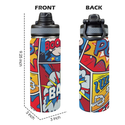 Comic Book - Insulated Water Bottle with Dual-Use Lid (18oz) Insulated Water Bottle with Dual-Use Lid (18oz) comic Printed Offshore