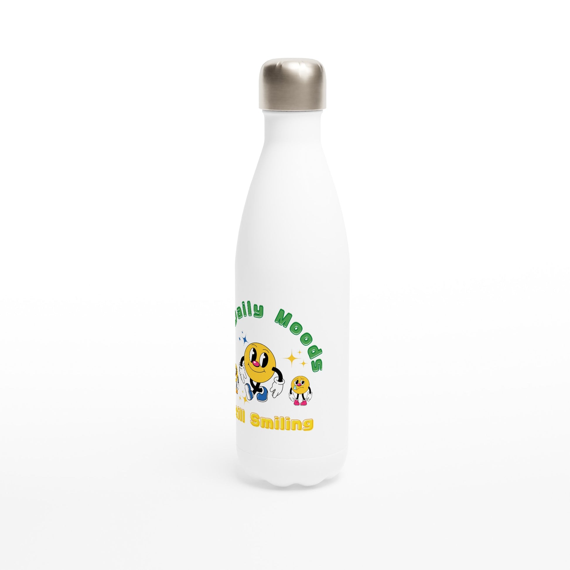 My Daily Moods - White 17oz Stainless Steel Water Bottle White Water Bottle Globally Fulfilled Retro