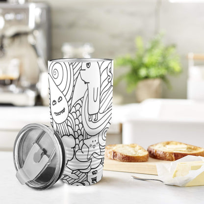 Black And White Creatures - 30oz Insulated Stainless Steel Mobile Tumbler