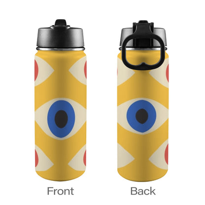 Eyes on Yellow - Insulated Water Bottle with Straw Lid (18oz) Insulated Water Bottle with Swing Handle