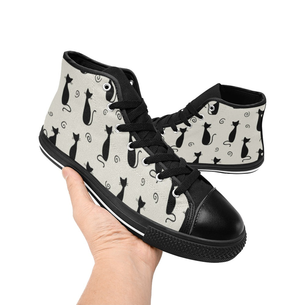 Black Cats - Women's High Top Canvas Shoes