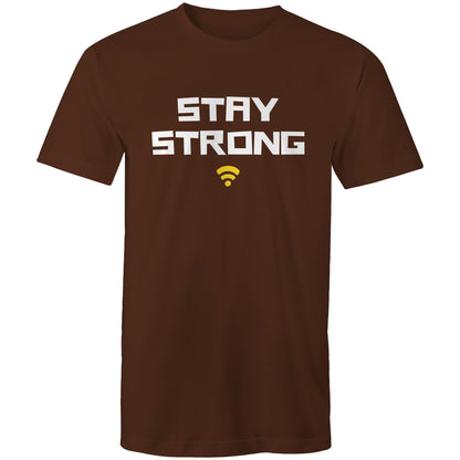 Stay Strong, WIFI - Mens T-Shirt Dark Chocolate Mens T-shirt Printed In Australia Tech