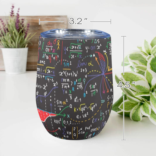 Colourful Maths Formulas - 12oz Wine Tumbler 12oz Wine Tumbler Mens Printed Offshore Science