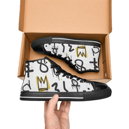 Graffiti Crown - Women's High Top Canvas Shoes