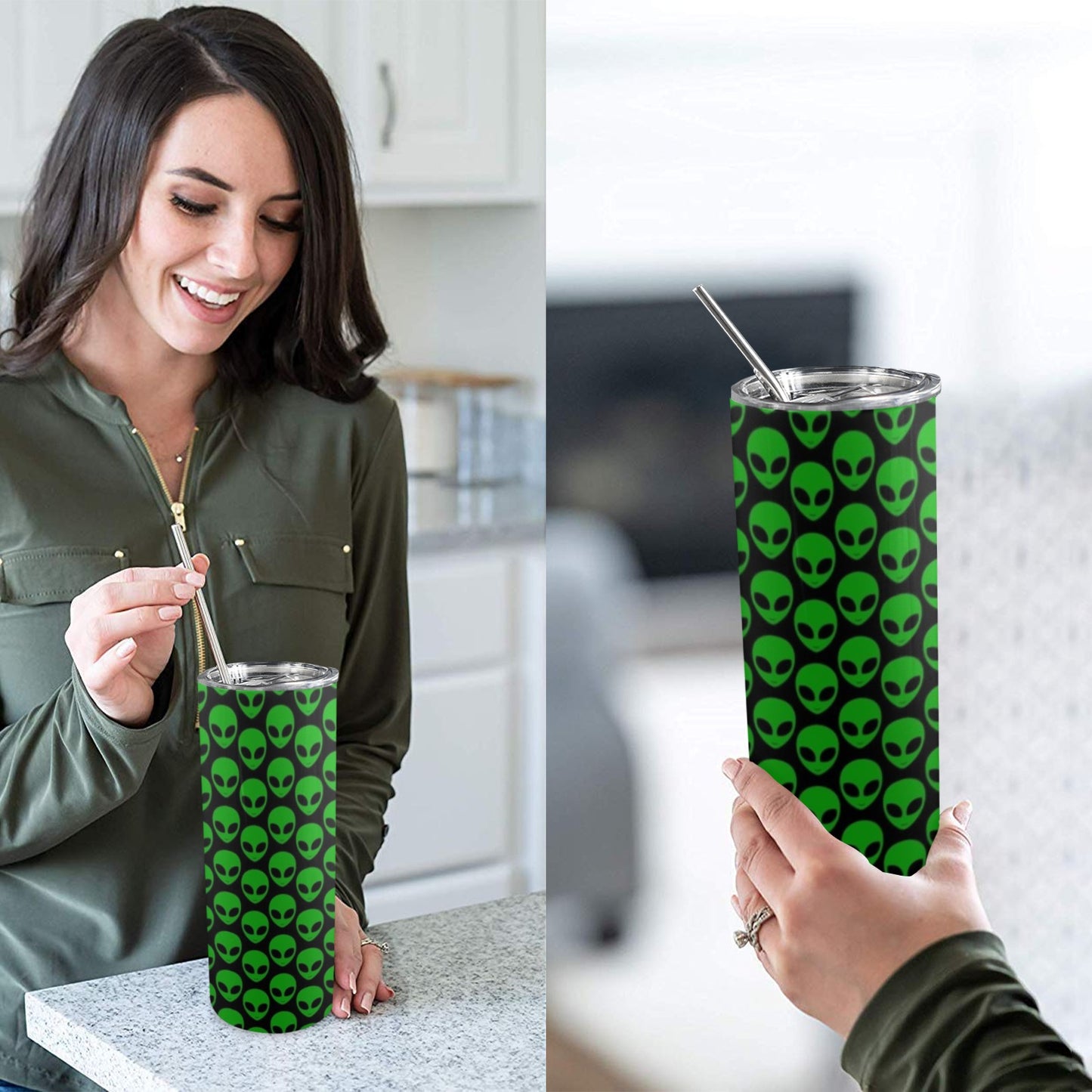 Aliens - 20oz Tall Skinny Tumbler with Lid and Straw