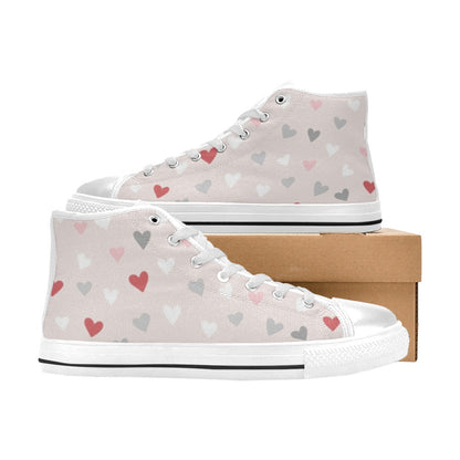 Pretty Hearts - Women's High Top Canvas Shoes