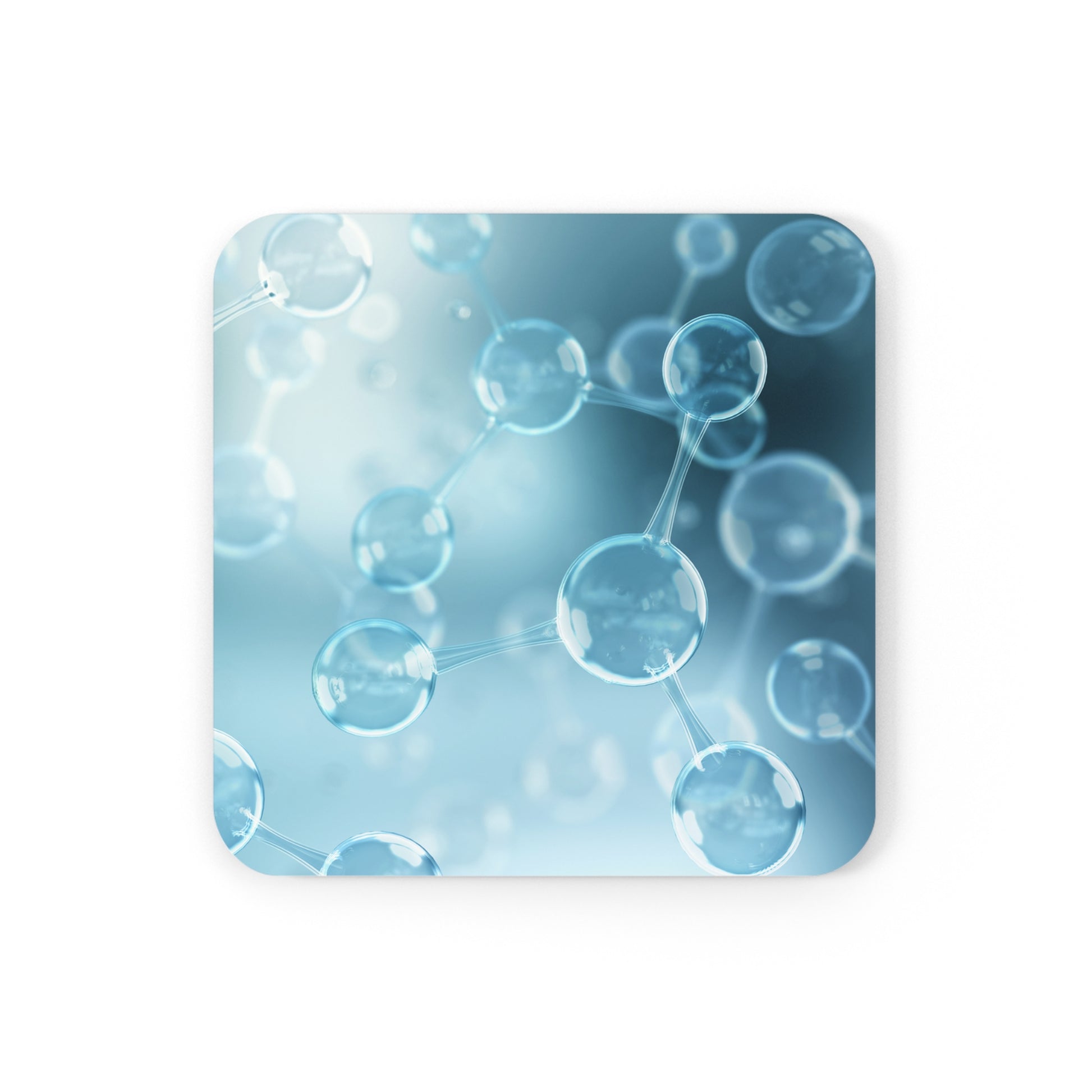Molecules, Blue - Corkwood Coaster Set Coaster