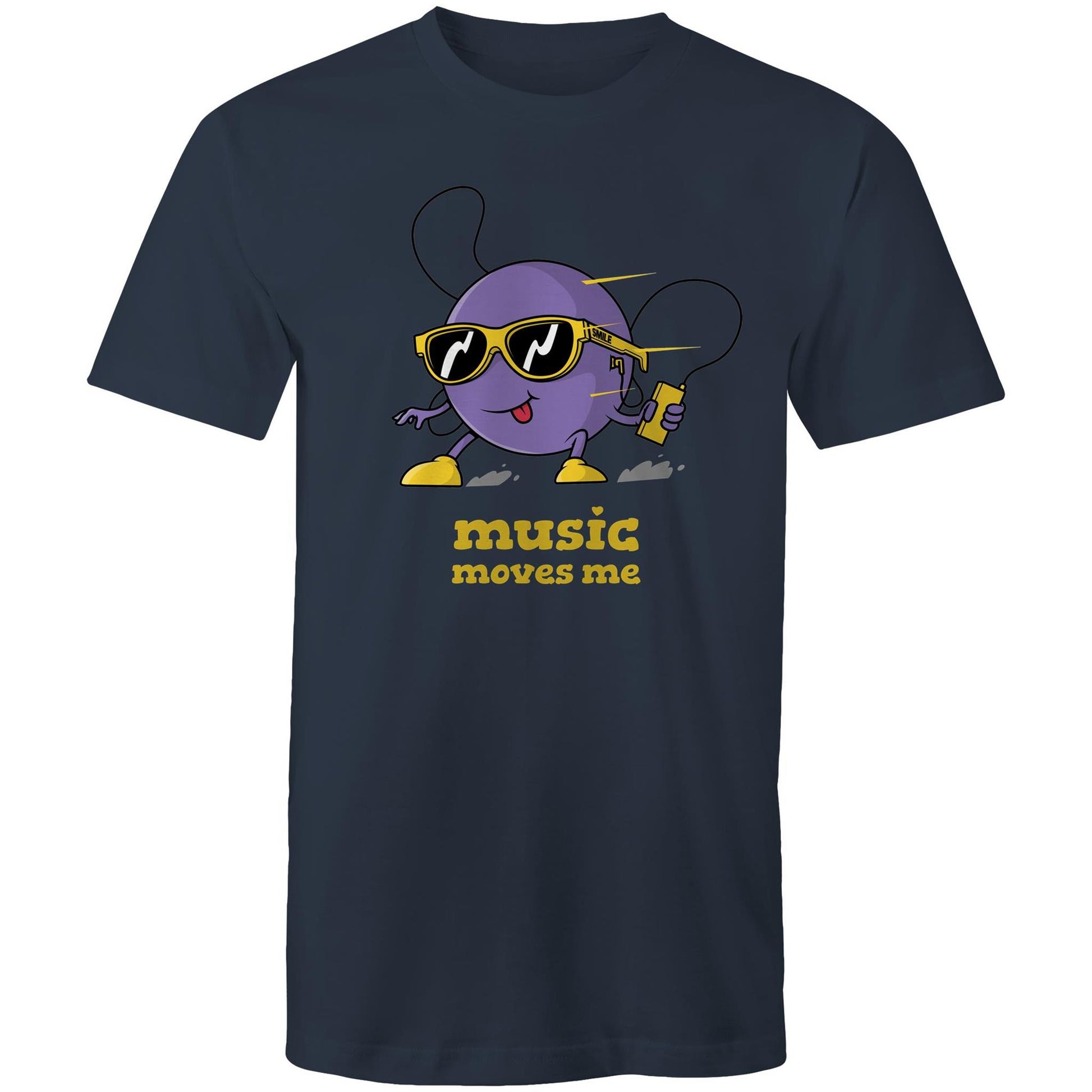 Music Moves Me, Earbuds - Mens T-Shirt Navy Mens T-shirt Music