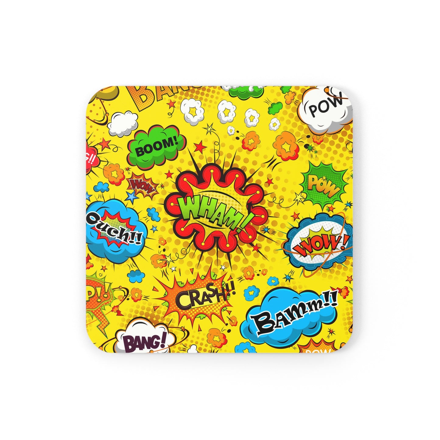 Comic Book Yellow - Corkwood Coaster Set Coaster