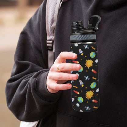 Busy Space - Insulated Water Bottle with Dual-Use Lid (18oz) Insulated Water Bottle with Dual-Use Lid (18oz) Printed Offshore Sci Fi