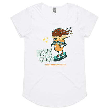 Stay Cool, Ice Cream - Womens Scoop Neck T-Shirt