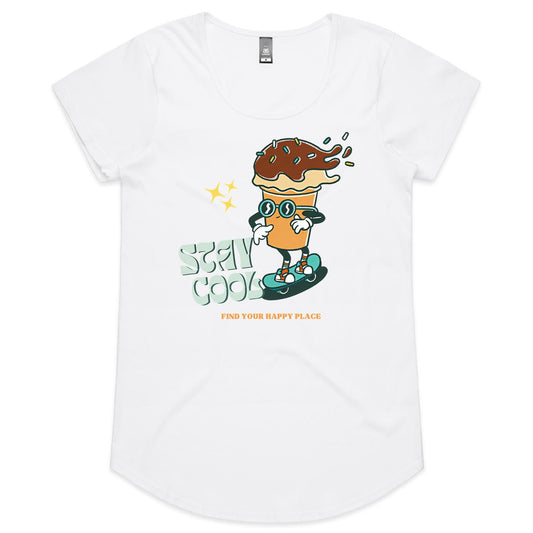 Stay Cool, Ice Cream - Womens Scoop Neck T-Shirt