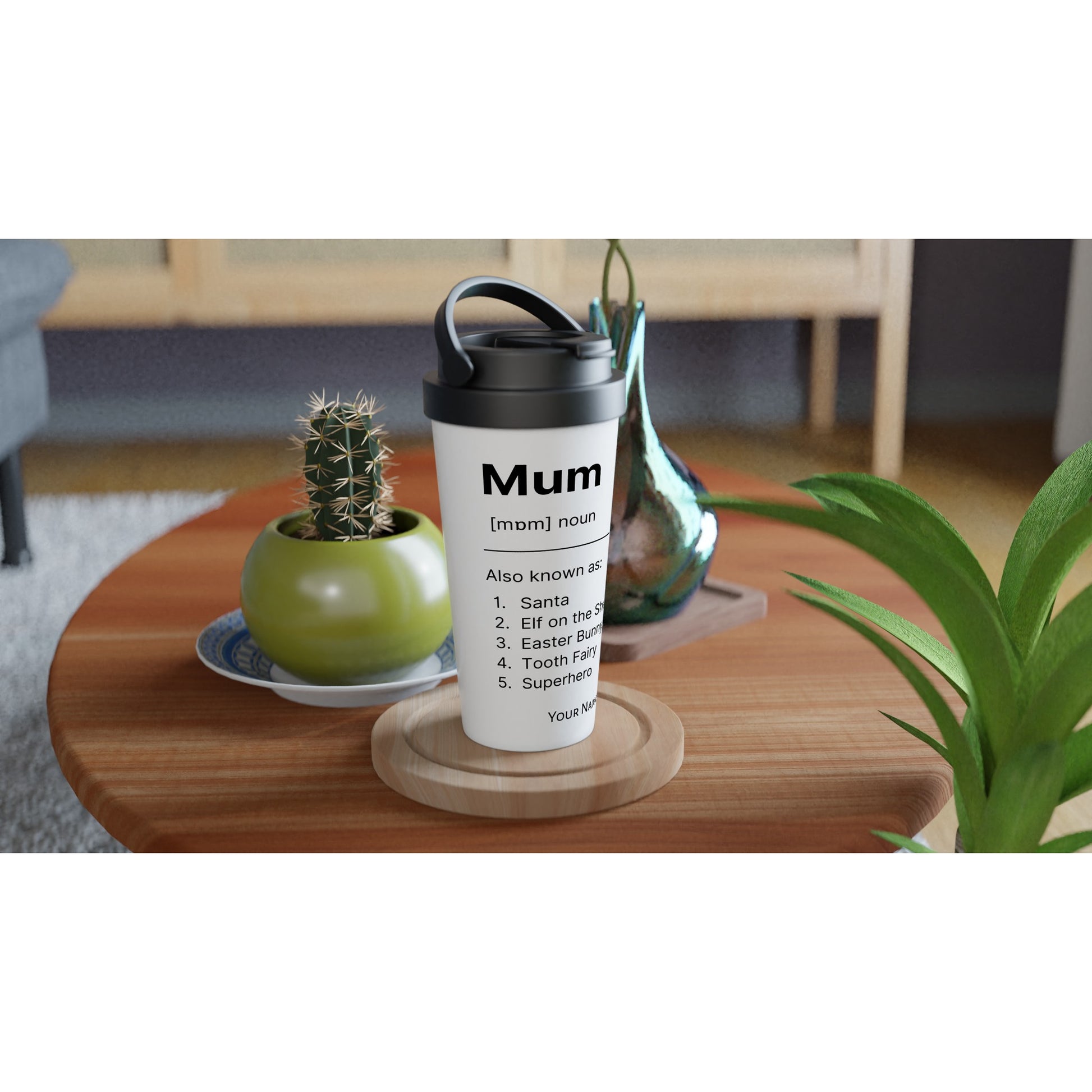 Personalised - Mum Definition 3 - White 15oz Stainless Steel Travel Mug Personalised Travel Mug Mum