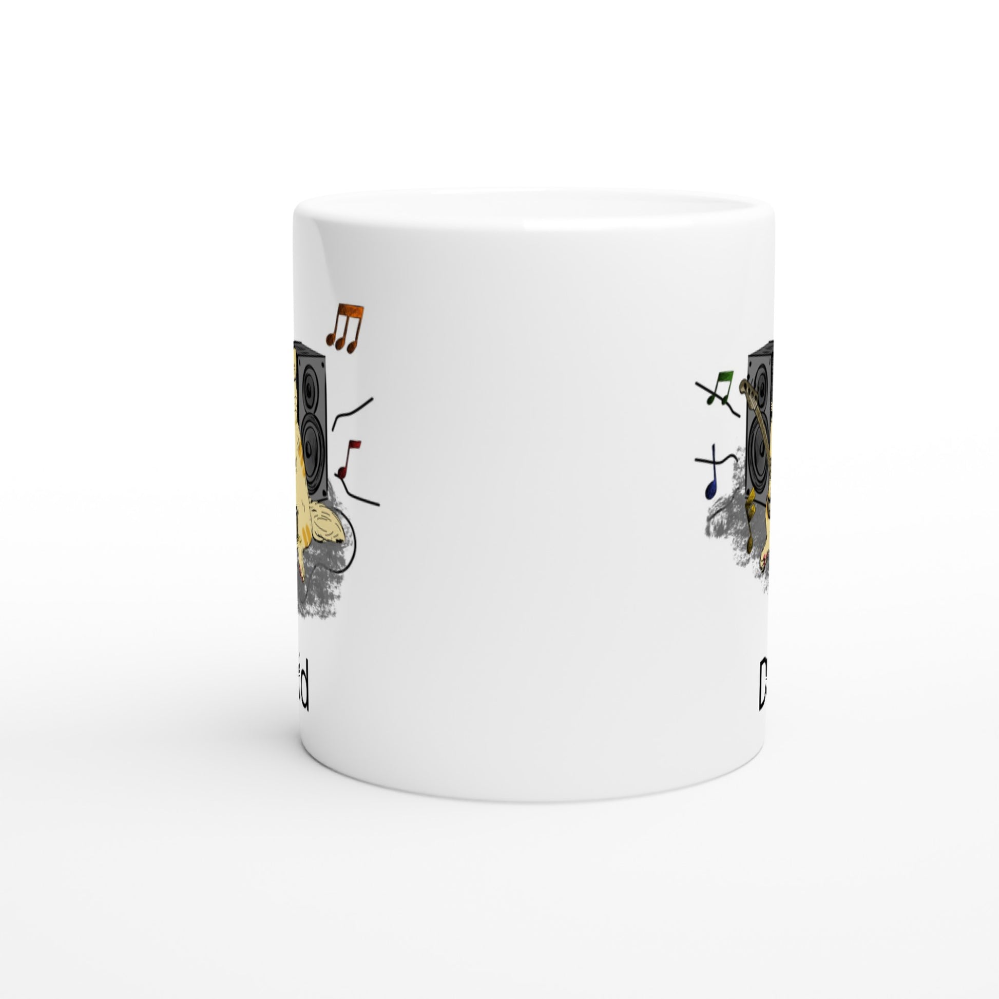 Personalise - Cat Bass Player - White 11oz Ceramic Mug Personalised Mug animal customise Globally Fulfilled Music personalise