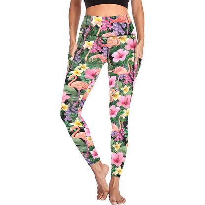 Flamingo Jungle - Women's Leggings with Pockets