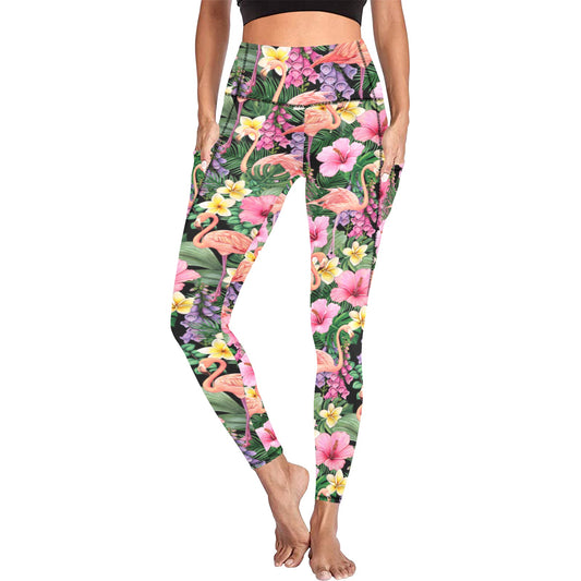 Flamingo Jungle - Women's Leggings with Pockets