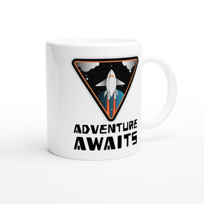 Adventure Awaits - White 11oz Ceramic Mug White 11oz Mug Globally Fulfilled Positivity