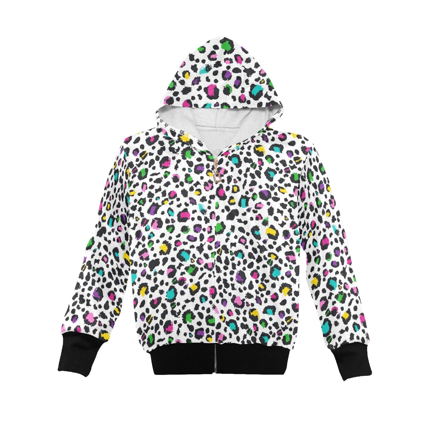 Animal Print In Colour - Junior Boys Zip Up Hoodie