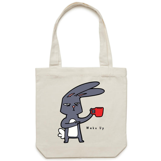 Wake Up, Rabbit Coffee - Canvas Tote Bag