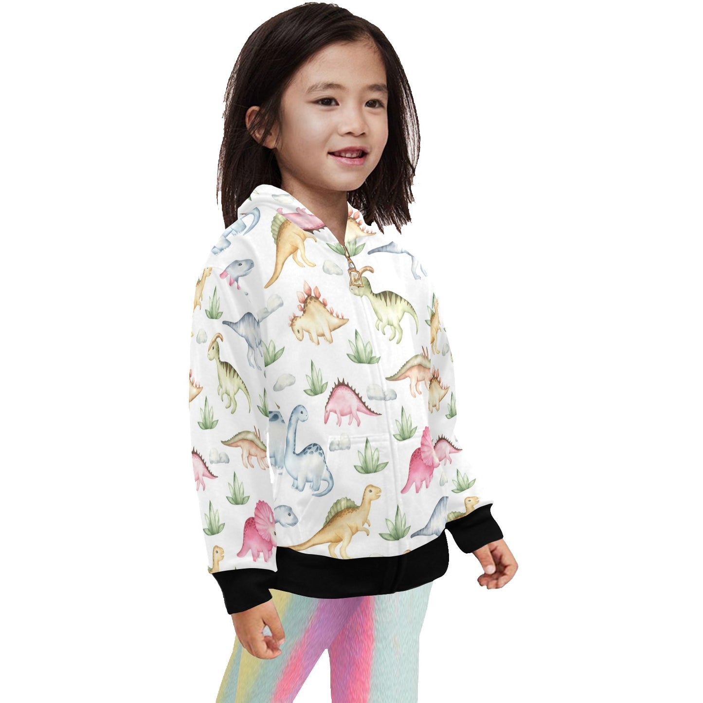 Dinosaur Garden - Junior Girls Zip Up Hoodie