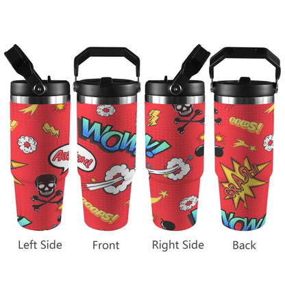 Comic Book Red - 30oz Tumbler with Top Handle 30oz Tumbler with Top Handle comic Printed Offshore