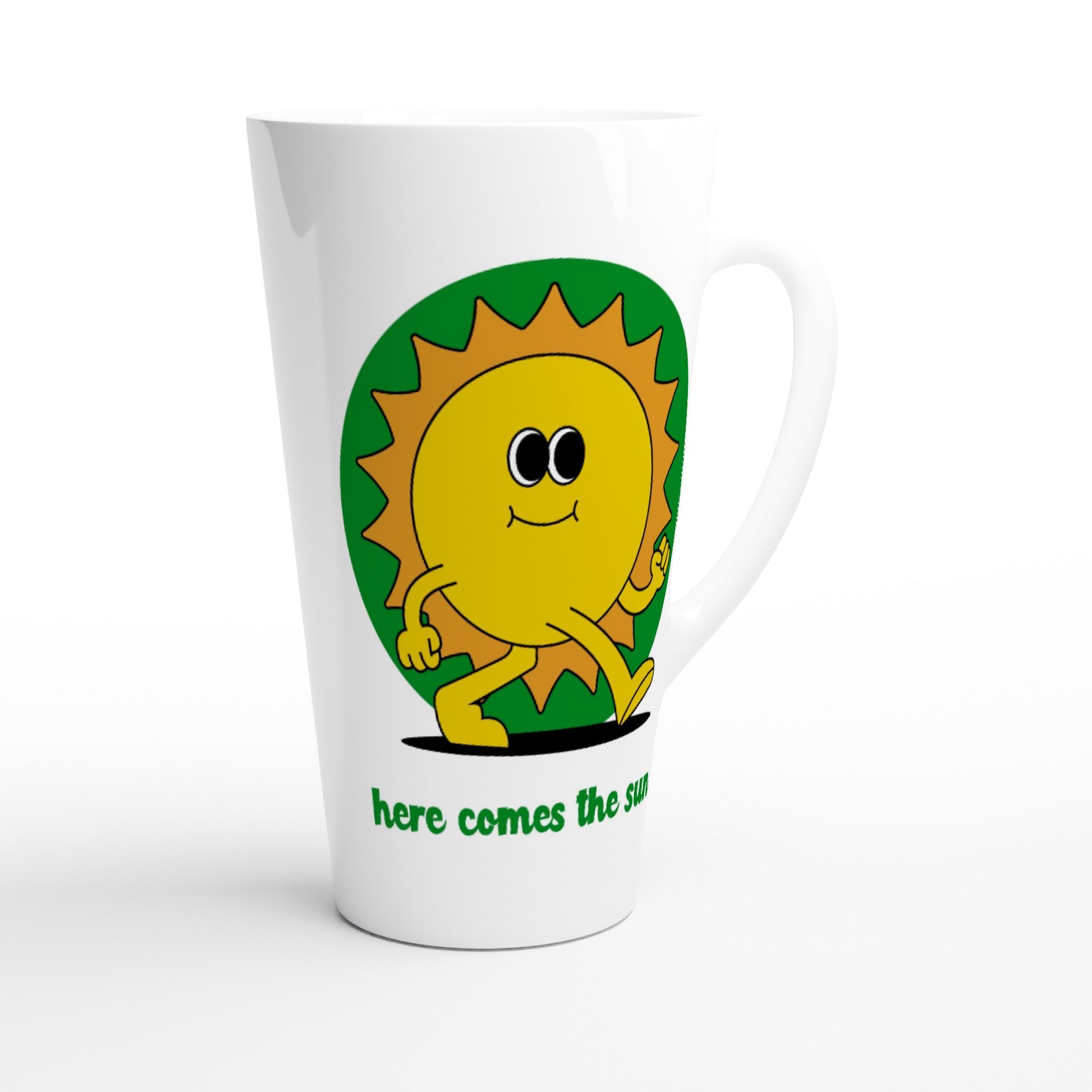 Here Comes The Sun - White Latte 17oz Ceramic Mug Latte Mug Summer