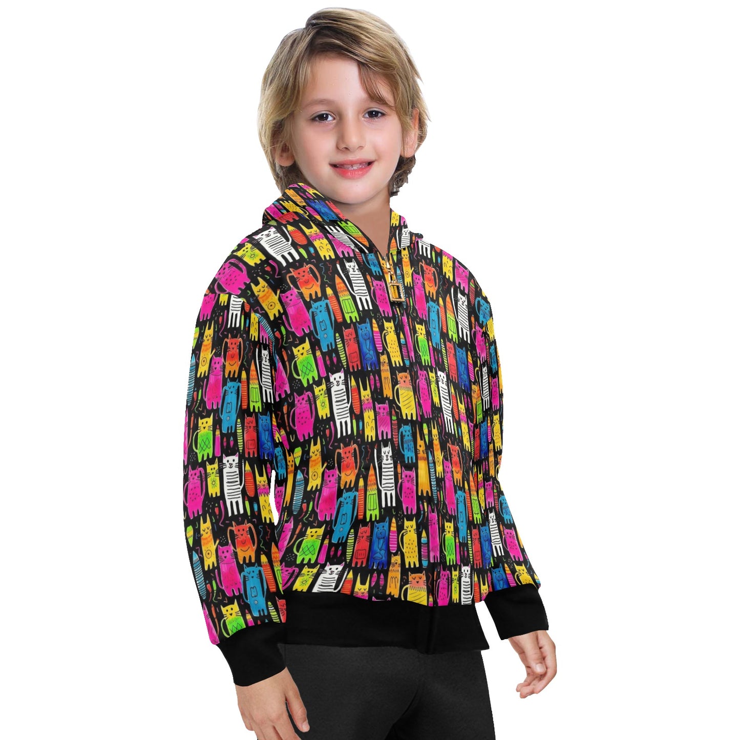 Colourful Cats - Senior Boys Zip Up Hoodie