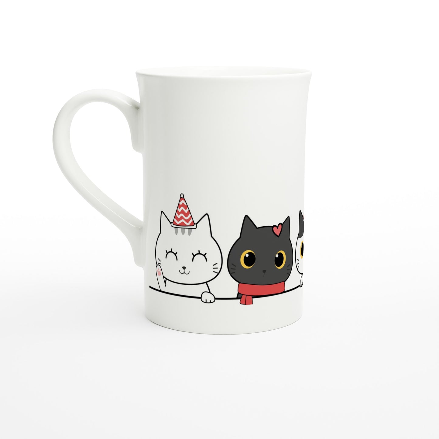 Party Cats - White 10oz Porcelain Slim Mug Default Title Porcelain Mug animal Globally Fulfilled