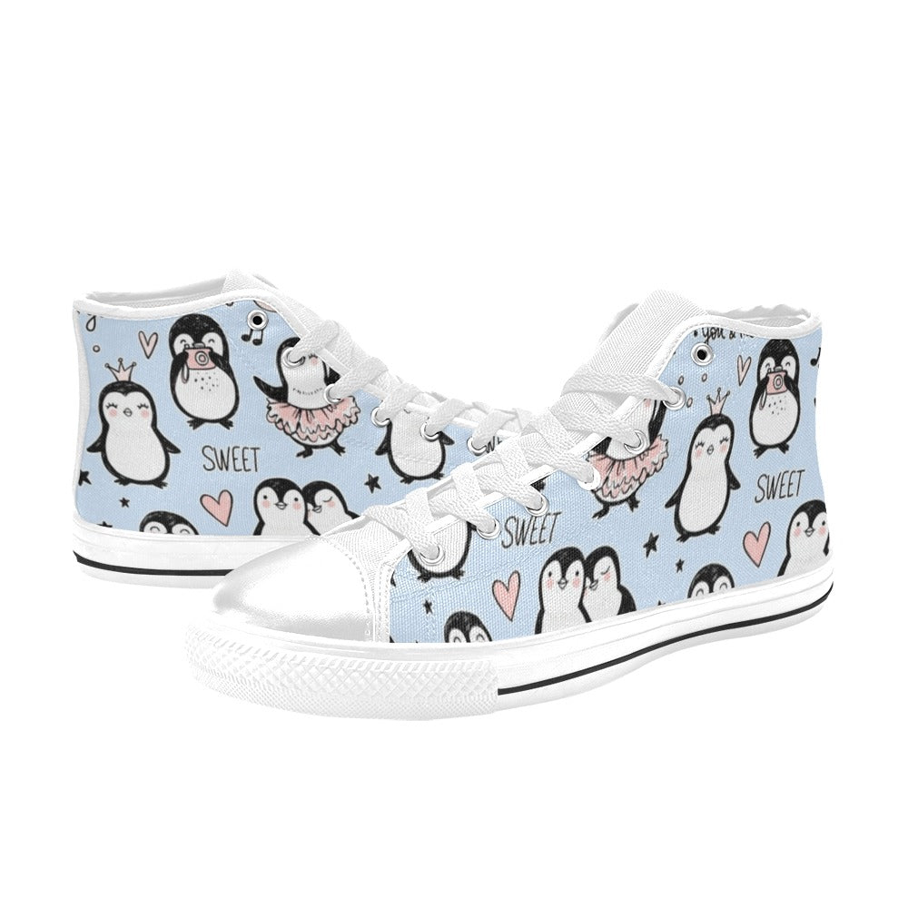 Penguin Love - Women's High Top Canvas Shoes