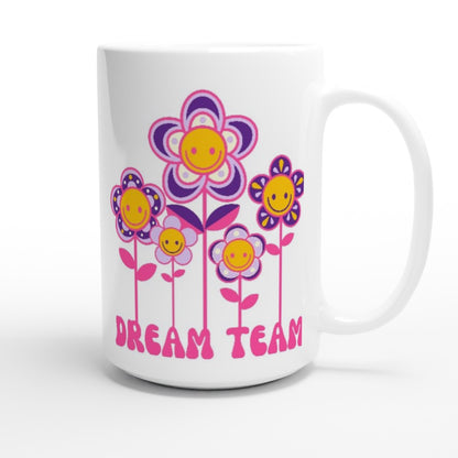 Dream Team - White 15oz Ceramic Mug 15 oz Mug Globally Fulfilled retro