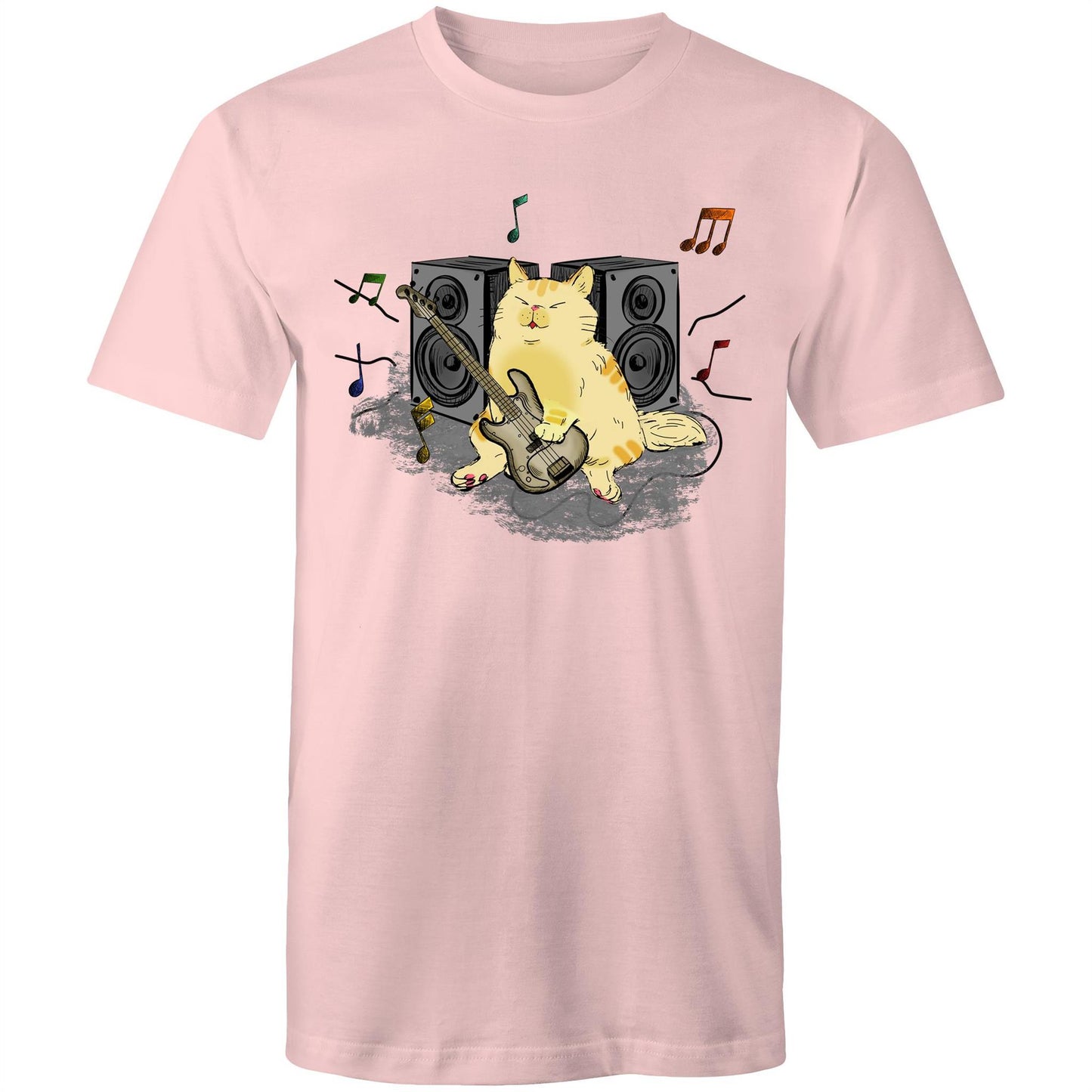 Cat Bass Player - Mens T-Shirt Pink Mens T-shirt animal Music