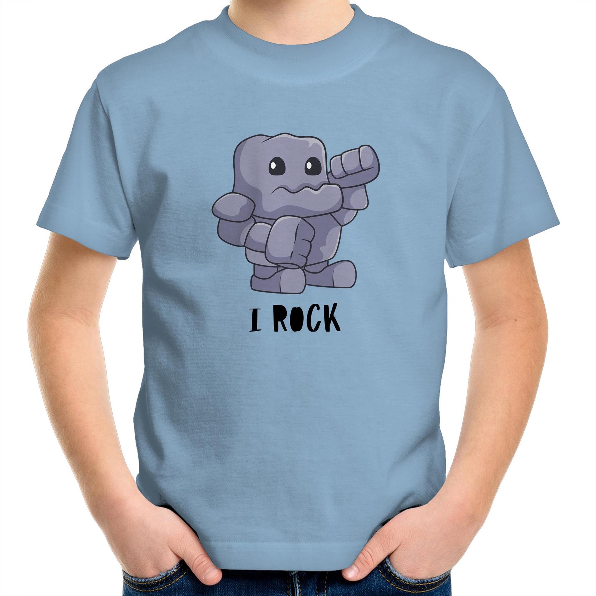 I Rock - Kids Youth T-Shirt Carolina Blue Kids Youth T-shirt Music