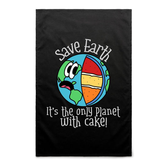 Save Earth, It's The Only Planet With Cake - AS Colour Tea Towel