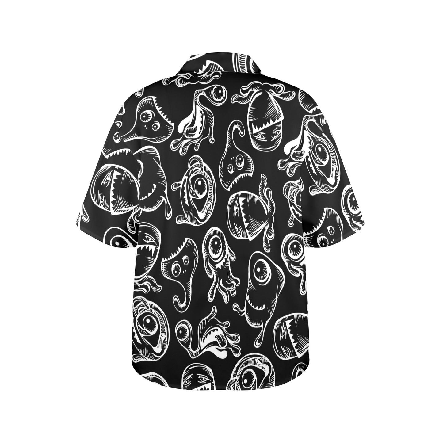 Monsters In Black And White - Womens Hawaiian Shirt