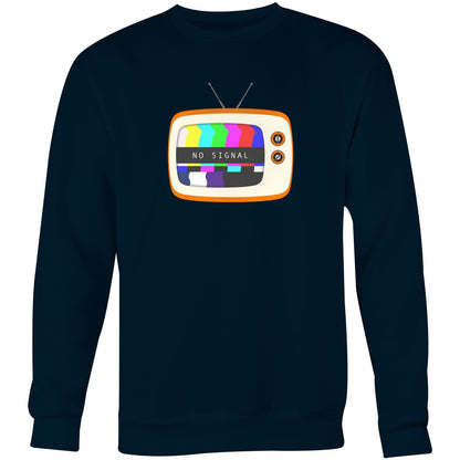 Retro Television, No Signal - Crew Sweatshirt Navy Sweatshirt Retro