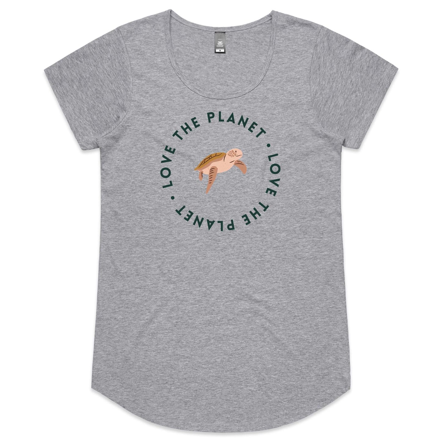 Love The Planet, Turtle - Womens Scoop Neck T-Shirt