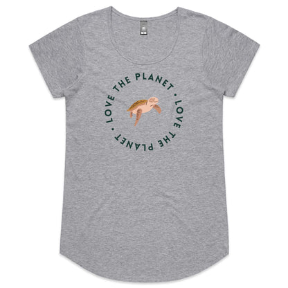 Love The Planet, Turtle - Womens Scoop Neck T-Shirt