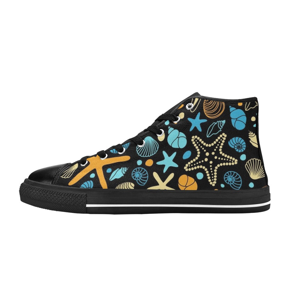 Starfish And Shells - Men's High Top Canvas Shoes