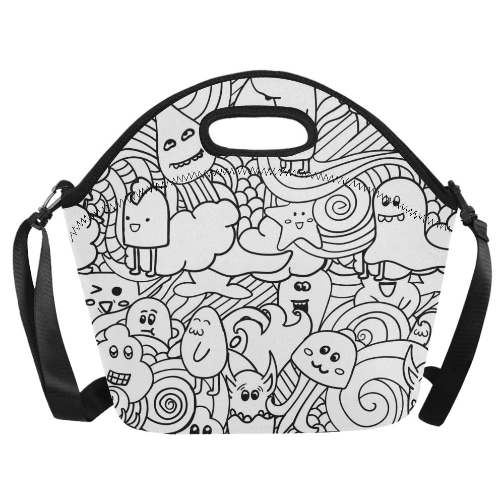 Black And White Creatures - Neoprene Lunch Bag/Large