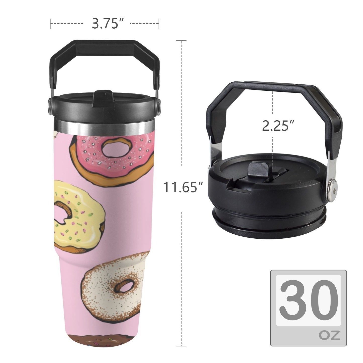 Doughnuts - 30oz Tumbler with Top Handle