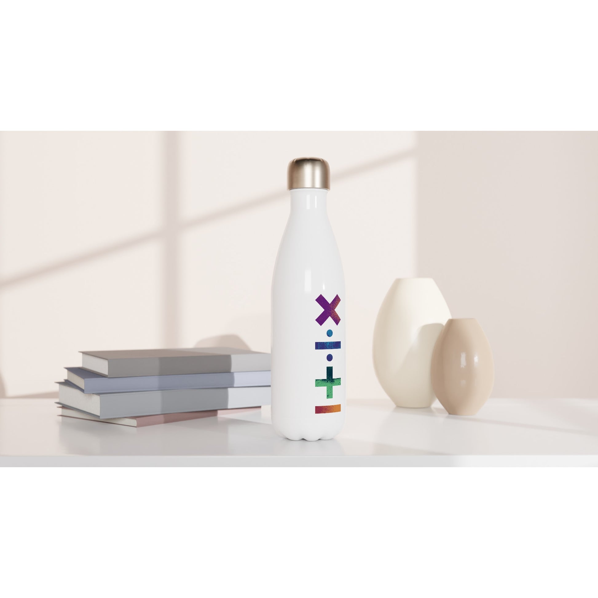 Maths Symbols - White 17oz Stainless Steel Water Bottle White Water Bottle Globally Fulfilled Maths Science