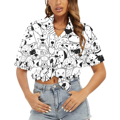 Black And White Dogs - Womens Hawaiian Shirt