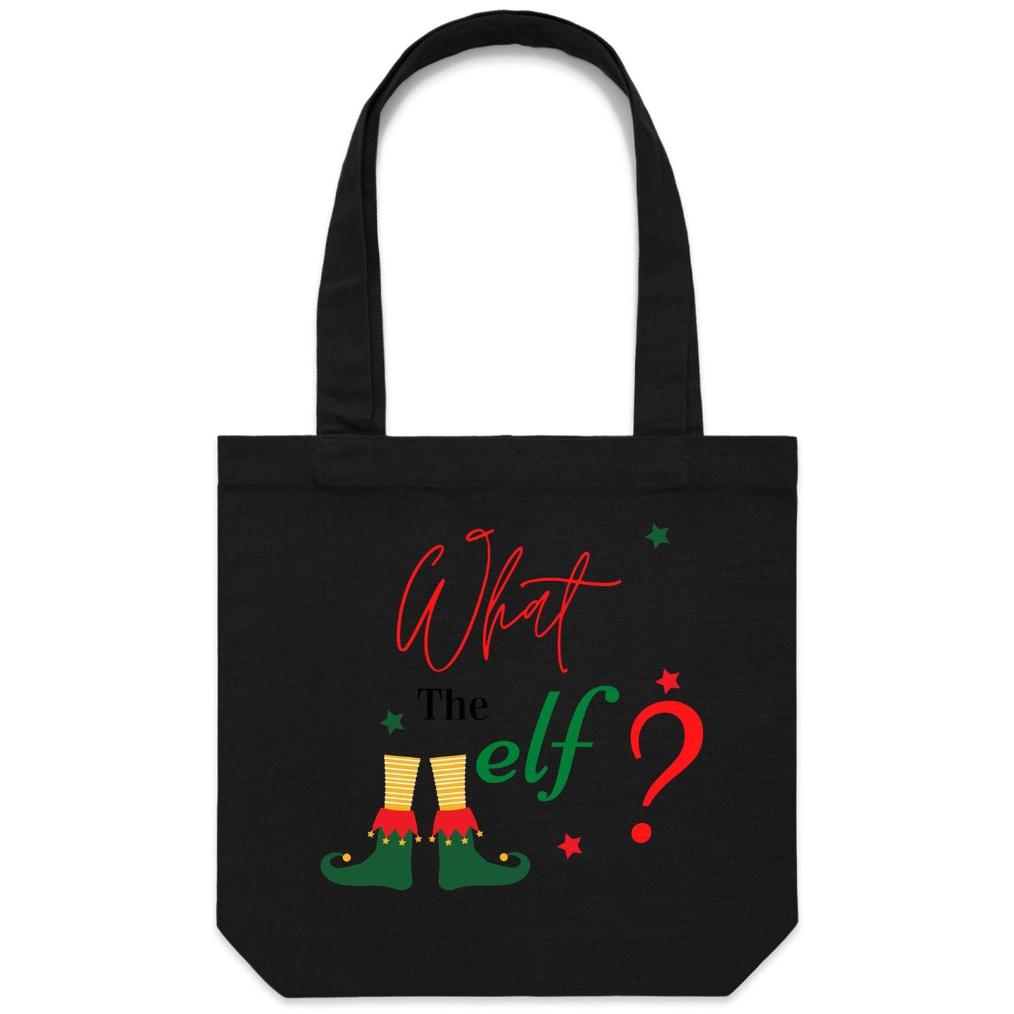 What The Elf, Christmas - Canvas Tote Bag Black One Size Christmas Tote Bag Christmas Printed In Australia