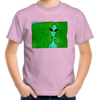 Alien Backing Into Hedge Meme - Kids Youth T-Shirt Pink Kids Youth T-shirt Funny Sci Fi