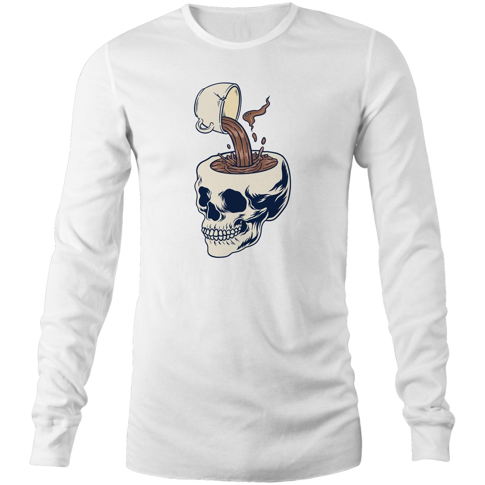 Coffee Skull - Long Sleeve T-Shirt White Unisex Long Sleeve T-shirt Coffee