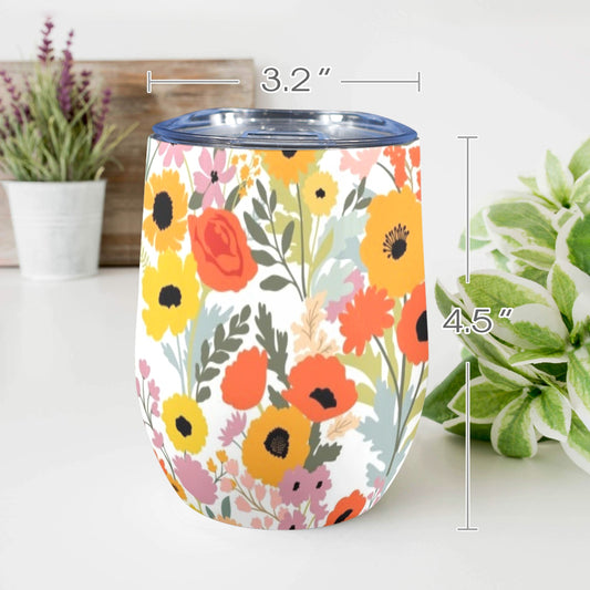 Fun Floral - 12oz Wine Tumbler 12oz Wine Tumbler Plants Printed Offshore